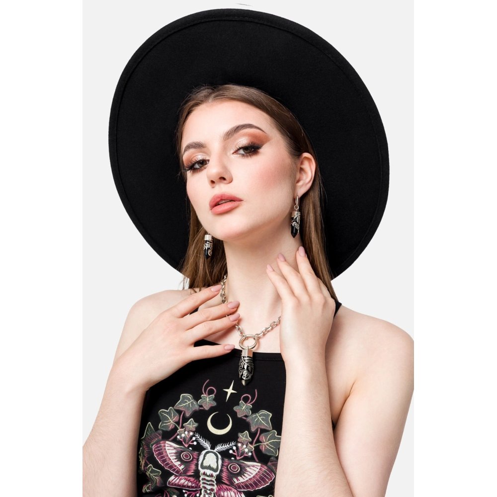 Restyle - Crystal Fern Oring Choker - Silver coloured/Black